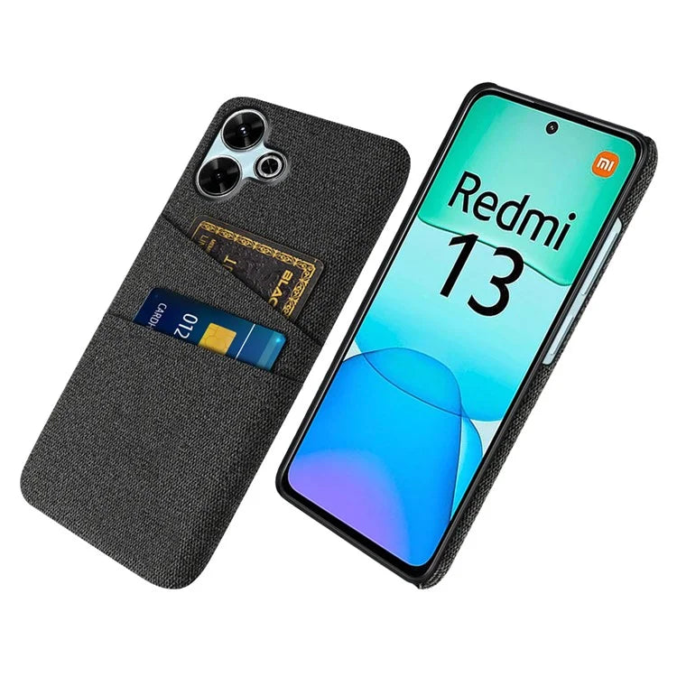 For Xiaomi Redmi 13 4G Case Cloth + Hard PC Phone Cover with Dual Card Slots