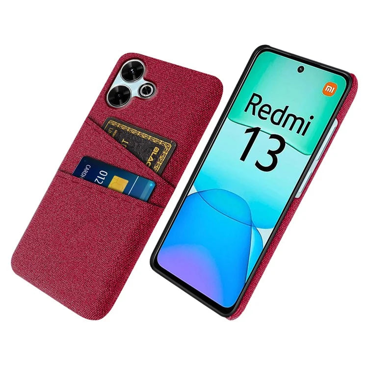 For Xiaomi Redmi 13 4G Case Cloth + Hard PC Phone Cover with Dual Card Slots