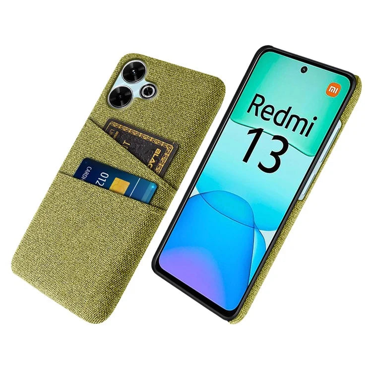 For Xiaomi Redmi 13 4G Case Cloth + Hard PC Phone Cover with Dual Card Slots