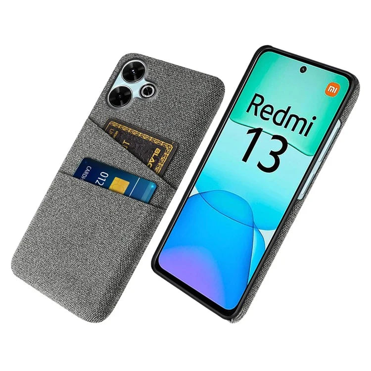 For Xiaomi Redmi 13 4G Case Cloth + Hard PC Phone Cover with Dual Card Slots