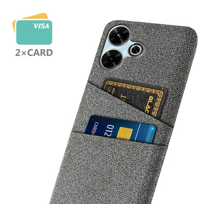 For Xiaomi Redmi 13 4G Case Cloth + Hard PC Phone Cover with Dual Card Slots