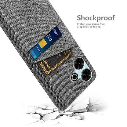 For Xiaomi Redmi 13 4G Case Cloth + Hard PC Phone Cover with Dual Card Slots