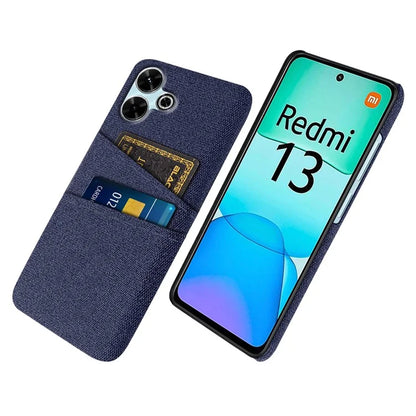 For Xiaomi Redmi 13 4G Case Cloth + Hard PC Phone Cover with Dual Card Slots