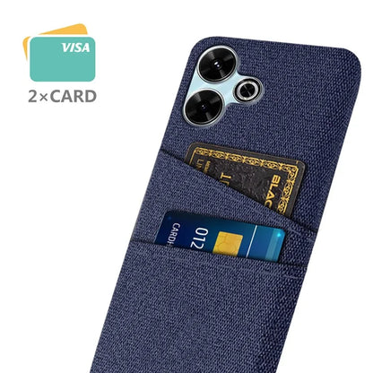 For Xiaomi Redmi 13 4G Case Cloth + Hard PC Phone Cover with Dual Card Slots