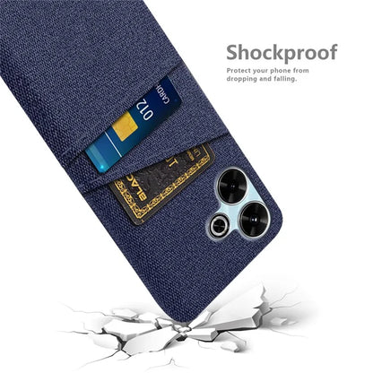 For Xiaomi Redmi 13 4G Case Cloth + Hard PC Phone Cover with Dual Card Slots