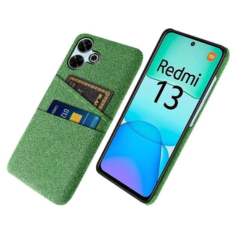 For Xiaomi Redmi 13 4G Case Cloth + Hard PC Phone Cover with Dual Card Slots