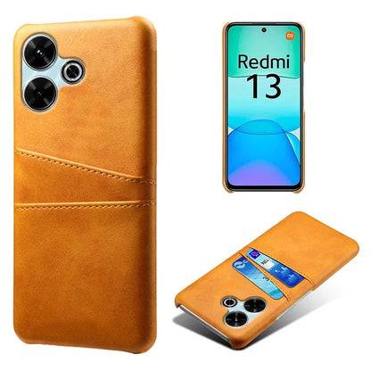 For Xiaomi Redmi 13 4G Case Dual Card Slots PU Leather + Hard PC Phone Cover
