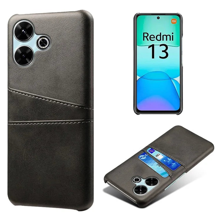 For Xiaomi Redmi 13 4G Case Dual Card Slots PU Leather + Hard PC Phone Cover