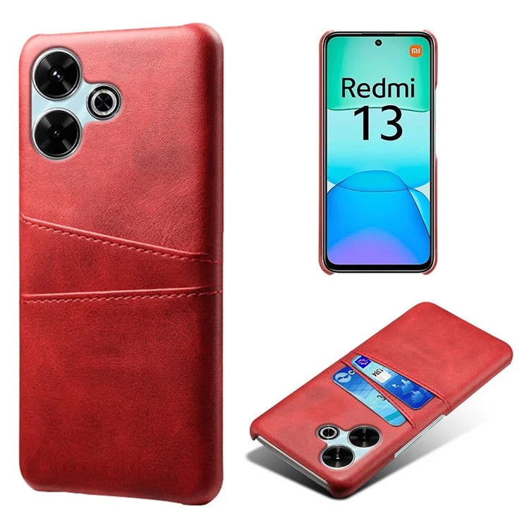 For Xiaomi Redmi 13 4G Case Dual Card Slots PU Leather + Hard PC Phone Cover