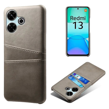 For Xiaomi Redmi 13 4G Case Dual Card Slots PU Leather + Hard PC Phone Cover