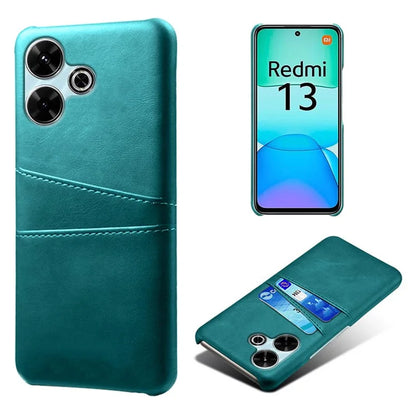 For Xiaomi Redmi 13 4G Case Dual Card Slots PU Leather + Hard PC Phone Cover