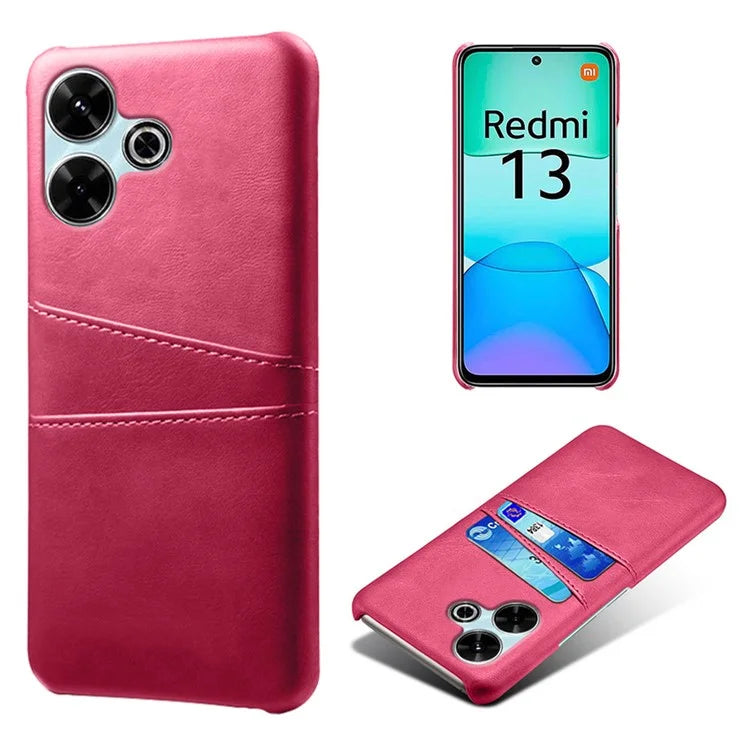 For Xiaomi Redmi 13 4G Case Dual Card Slots PU Leather + Hard PC Phone Cover