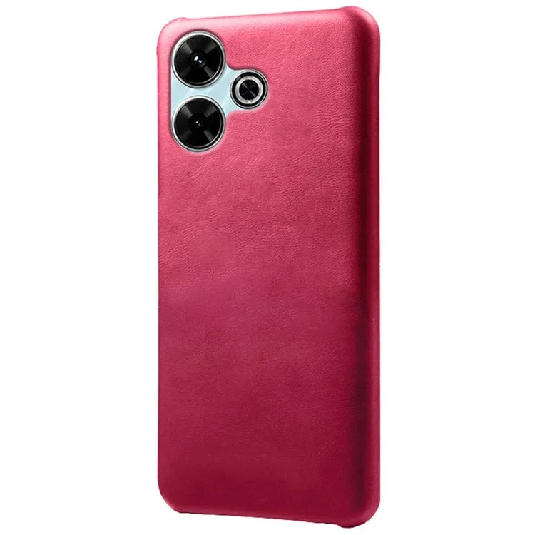For Xiaomi Redmi 13 4G Case Calf Texture PU Leather Hard PC Protective Phone Cover