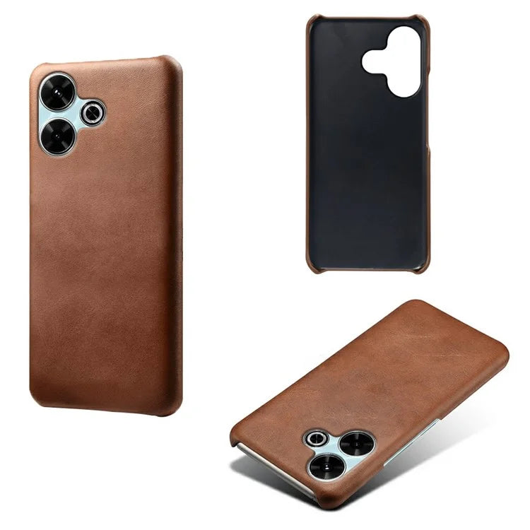 For Xiaomi Redmi 13 4G Case Calf Texture PU Leather Hard PC Protective Phone Cover