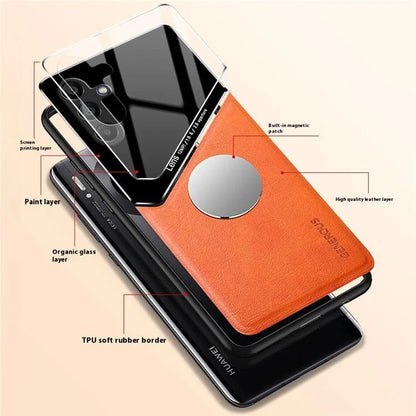 For Samsung Galaxy A16 5G Case Leather Coated PC+TPU Phone Back Cover