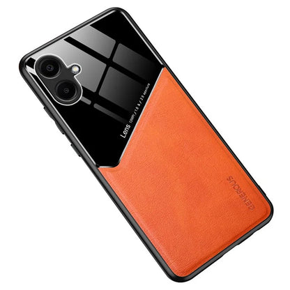 For Samsung Galaxy A06 Case Leather Coated PC+TPU Phone Back Cover
