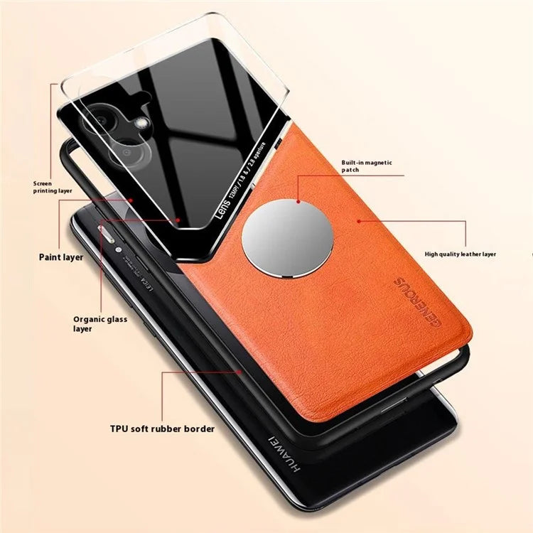 For Samsung Galaxy A06 Case Leather Coated PC+TPU Phone Back Cover