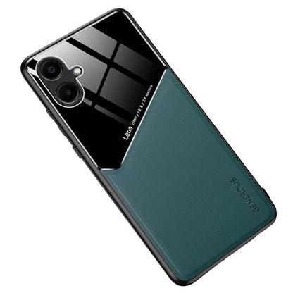 For Samsung Galaxy A06 Case Leather Coated PC+TPU Phone Back Cover