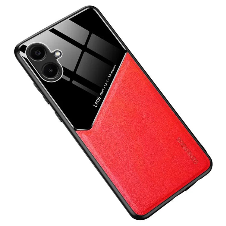 For Samsung Galaxy A06 Case Leather Coated PC+TPU Phone Back Cover