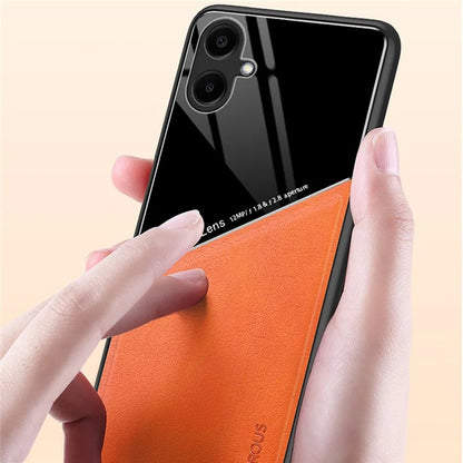 For Samsung Galaxy A06 Case Leather Coated PC+TPU Phone Back Cover