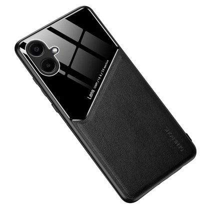 For Samsung Galaxy A06 Case Leather Coated PC+TPU Phone Back Cover