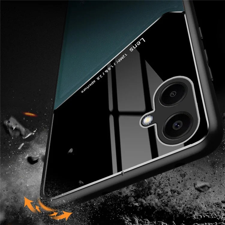 For Samsung Galaxy A06 Case Leather Coated PC+TPU Phone Back Cover