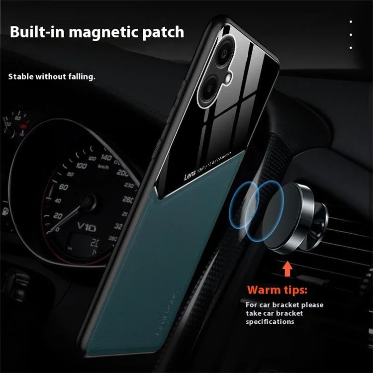 For Samsung Galaxy A06 Case Leather Coated PC+TPU Phone Back Cover