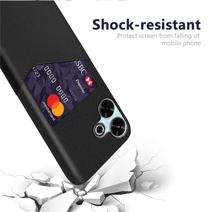 For Xiaomi Redmi 13 4G Case Cloth Texture PU Leather Hard PC Card Slot Phone Cover