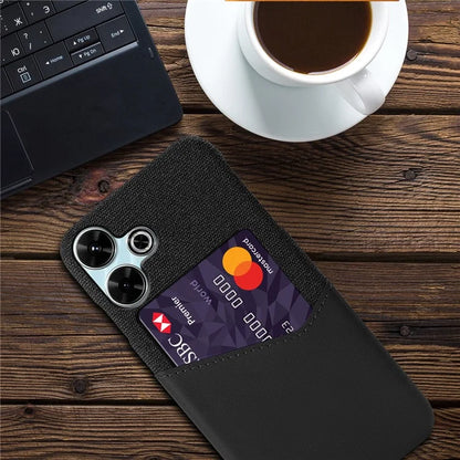 For Xiaomi Redmi 13 4G Case Cloth Texture PU Leather Hard PC Card Slot Phone Cover