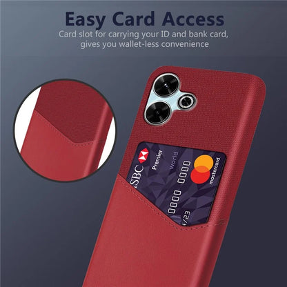 For Xiaomi Redmi 13 4G Case Cloth Texture PU Leather Hard PC Card Slot Phone Cover