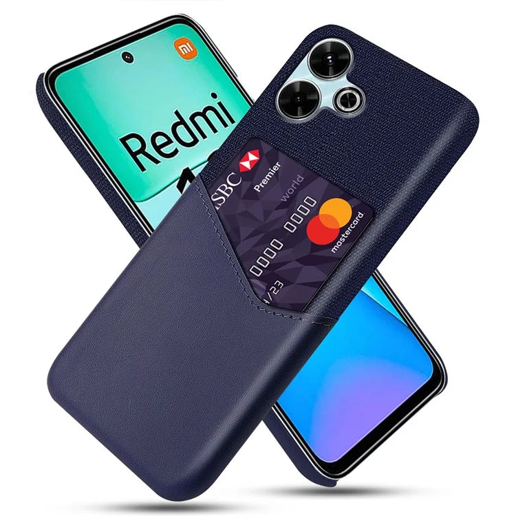 For Xiaomi Redmi 13 4G Case Cloth Texture PU Leather Hard PC Card Slot Phone Cover