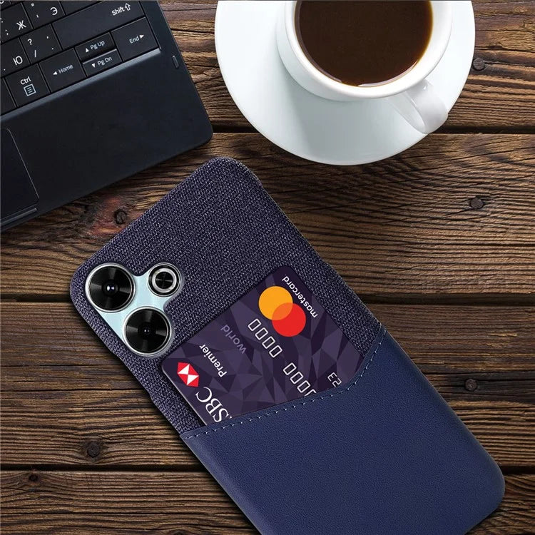 For Xiaomi Redmi 13 4G Case Cloth Texture PU Leather Hard PC Card Slot Phone Cover