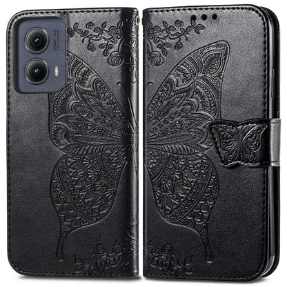 For Motorola Edge (2024) 5G Case PU Leather Wallet Phone Cover Butterfly Pattern