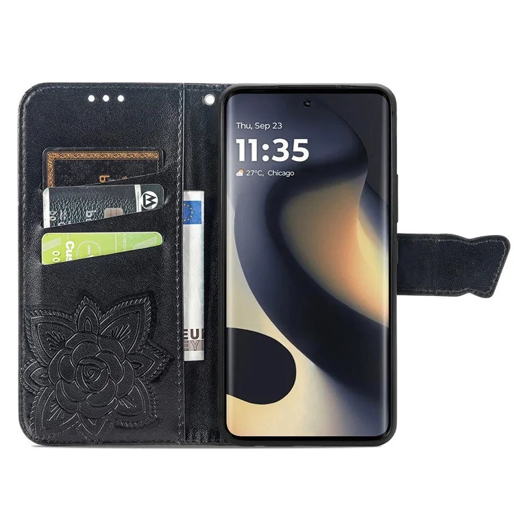 For Motorola Edge (2024) 5G Case PU Leather Wallet Phone Cover Butterfly Pattern
