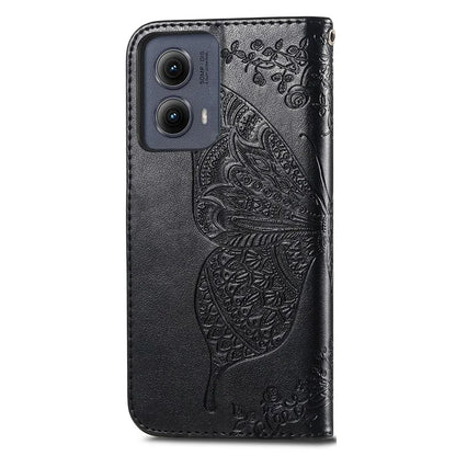 For Motorola Edge (2024) 5G Case PU Leather Wallet Phone Cover Butterfly Pattern
