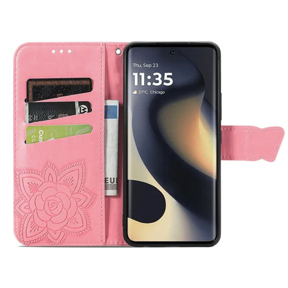 For Motorola Edge (2024) 5G Case PU Leather Wallet Phone Cover Butterfly Pattern