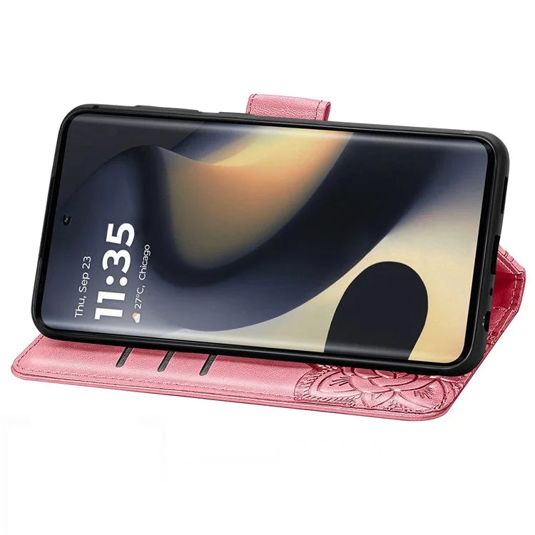 For Motorola Edge (2024) 5G Case PU Leather Wallet Phone Cover Butterfly Pattern