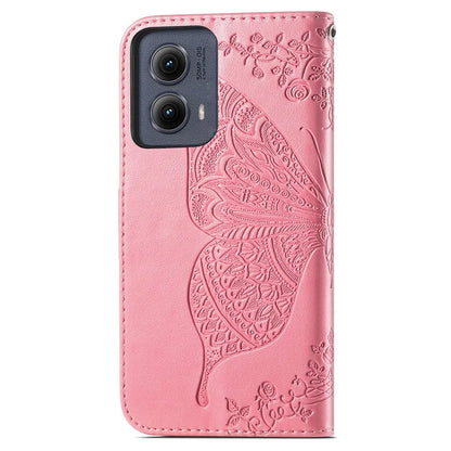 For Motorola Edge (2024) 5G Case PU Leather Wallet Phone Cover Butterfly Pattern