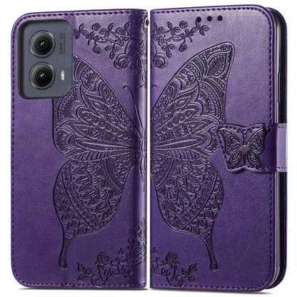 For Motorola Edge (2024) 5G Case PU Leather Wallet Phone Cover Butterfly Pattern