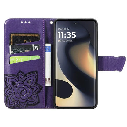 For Motorola Edge (2024) 5G Case PU Leather Wallet Phone Cover Butterfly Pattern