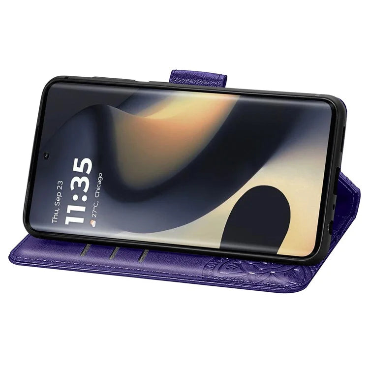 For Motorola Edge (2024) 5G Case PU Leather Wallet Phone Cover Butterfly Pattern