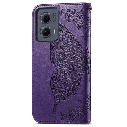 For Motorola Edge (2024) 5G Case PU Leather Wallet Phone Cover Butterfly Pattern