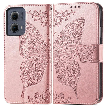 For Motorola Edge (2024) 5G Case PU Leather Wallet Phone Cover Butterfly Pattern