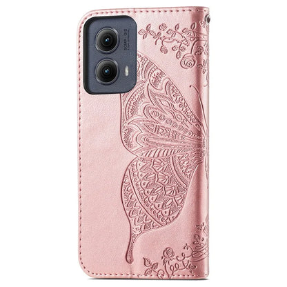 For Motorola Edge (2024) 5G Case PU Leather Wallet Phone Cover Butterfly Pattern