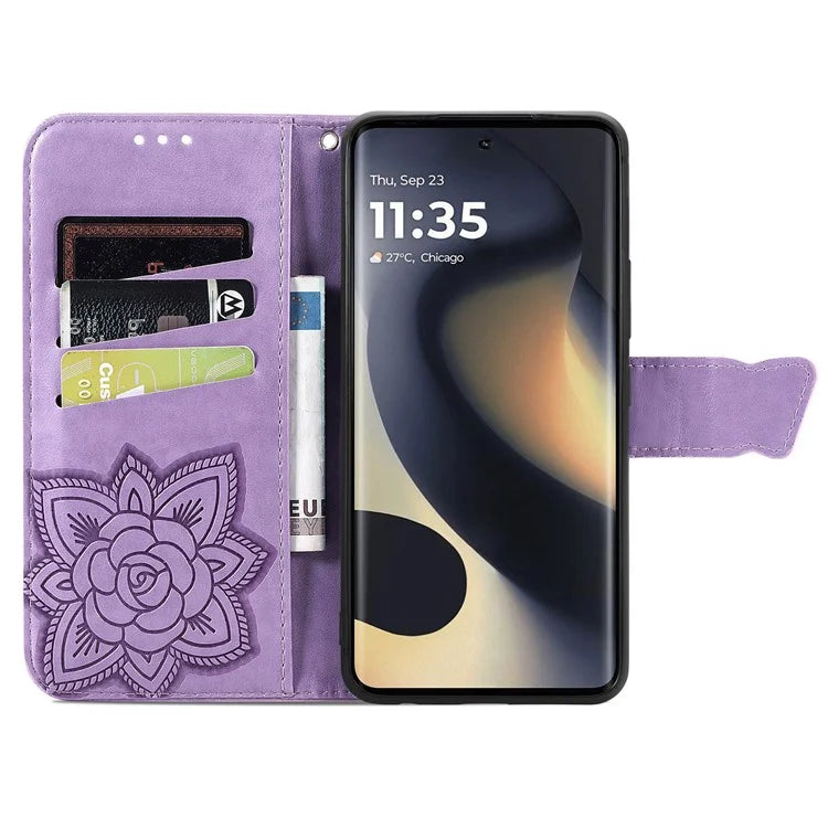 For Motorola Edge (2024) 5G Case PU Leather Wallet Phone Cover Butterfly Pattern