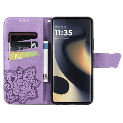 For Motorola Edge (2024) 5G Case PU Leather Wallet Phone Cover Butterfly Pattern
