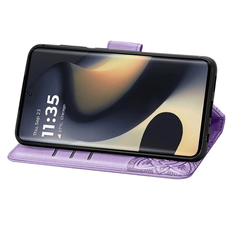 For Motorola Edge (2024) 5G Case PU Leather Wallet Phone Cover Butterfly Pattern