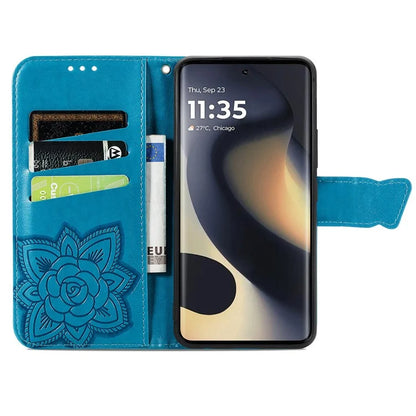 For Motorola Edge (2024) 5G Case PU Leather Wallet Phone Cover Butterfly Pattern