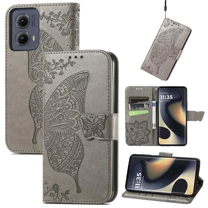 For Motorola Edge (2024) 5G Case PU Leather Wallet Phone Cover Butterfly Pattern