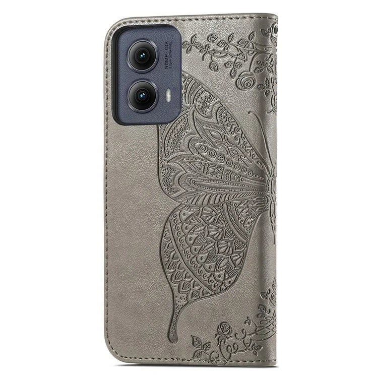 For Motorola Edge (2024) 5G Case PU Leather Wallet Phone Cover Butterfly Pattern